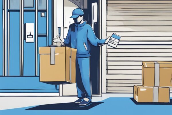 Moderne digitale Illustration, Person erhält Express Kredit aus dem Ausland ohne Schufa-Abfrage, Hauptfarbe Blau