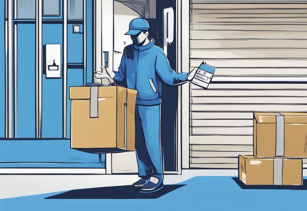 Moderne digitale Illustration, Person erhält Express Kredit aus dem Ausland ohne Schufa-Abfrage, Hauptfarbe Blau