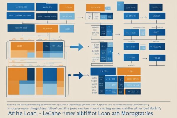Moderne digitale Illustration mit blauem Farbschema, Tabelle mit verschiedenen Einkommensklassen und deren jeweiliger Hypothekenerschwinglichkeit, 500.000 Kredit hervorgehoben, wie viel Einkommen für 500.000 Kredit.