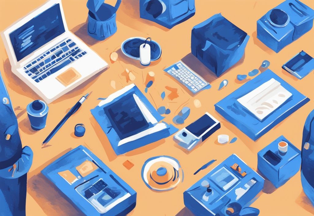 Moderne digitale Illustration in Blau zeigt verschiedene Methoden, schnell Geld zu verdienen, wie Online-Verkäufe, Teilzeitjobs und Freelancing.