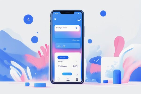 Beste Revolut Kredit Optionen: Raten, Bedingungen, Tipp und Tricks Moderne digitale Malerei mit Blau als Hauptfarbe, Smartphone-Bildschirm zeigt Revolut Kredit Interface mit hervorgehobenen Funktionen.