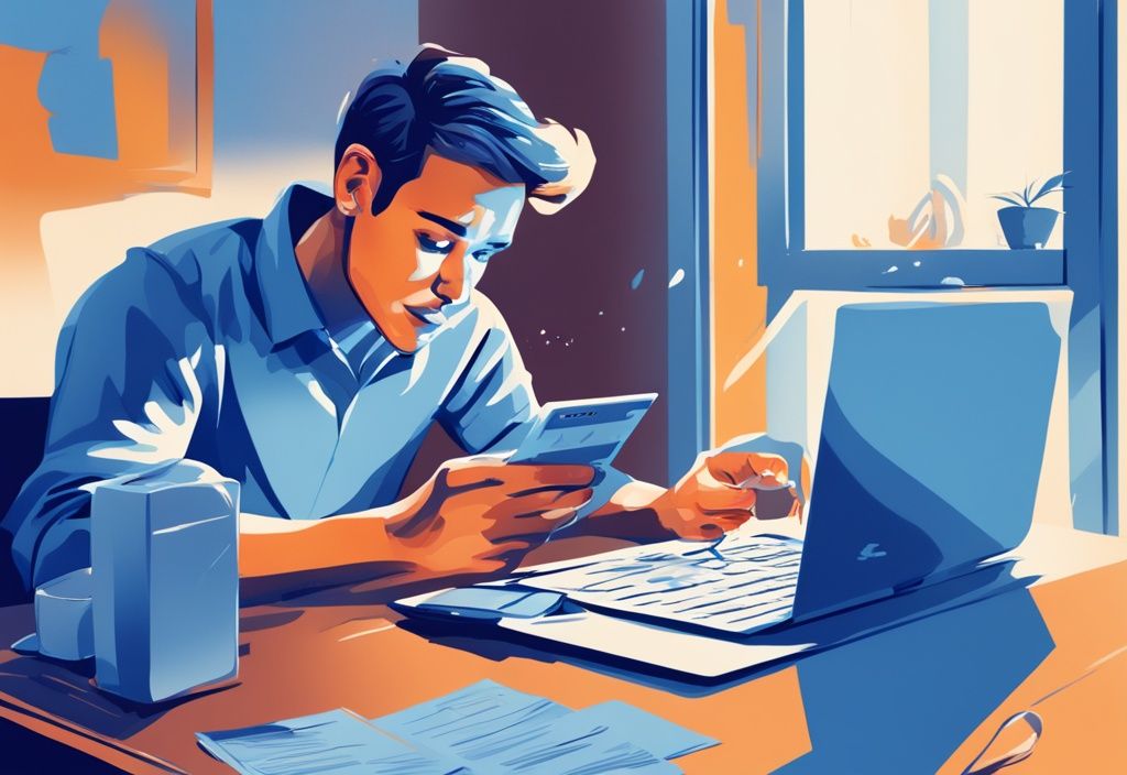 Digitale Illustration einer erleichterten Person, die online ihren Kontoauszug überprüft, nachdem der Kredit wurde ausgezahlt wann auf Konto.