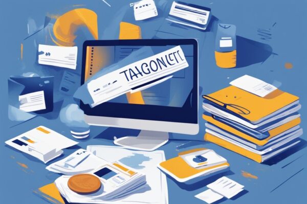 Moderne digitale Illustration in Blau mit wesentlichen Dokumenten wie Ausweis, Einkommensnachweis und Kreditbericht neben dem Targobank-Logo, symbolisierend was braucht man für einen Kredit bei der Targobank
