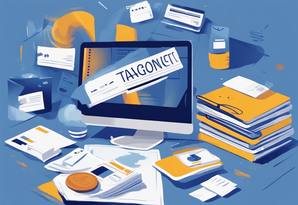 Moderne digitale Illustration in Blau mit wesentlichen Dokumenten wie Ausweis, Einkommensnachweis und Kreditbericht neben dem Targobank-Logo, symbolisierend was braucht man für einen Kredit bei der Targobank
