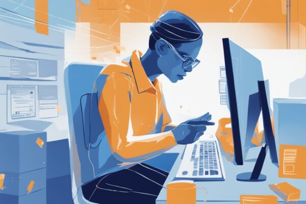 Einfacher Leitfaden: Wie kann ich meinen Postbank Kredit einsehen? Person vor Computer, navigiert auf der Postbank-Website und sieht sich die Kredite an, wie kann ich meinen Postbank Kredit einsehen